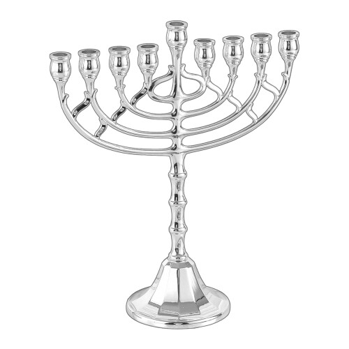 Metall-Menora-Kerzenleuchter, 9 Zweige,-Silber