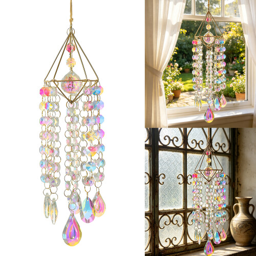Crystal Suncatchers Window Hanging Wind Chimes Prism Rainbows 1