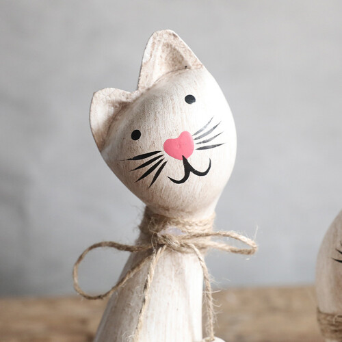 Rustics Wood Cats Statue Decors Table Ornament Nauticals 1