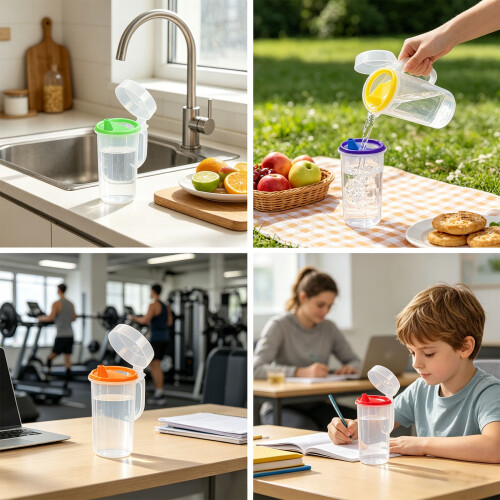 500ml Plastic Pitcher Water Bottle With Wide Mouth For-Blue 2