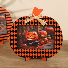 Halloween Photo Frame Ornament Pumpkin Wooden 1pc