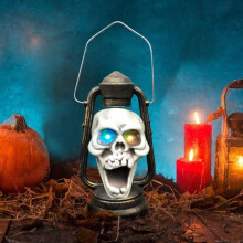 Latarnia LED z czaszką na Halloween do dekoracji wnętrz i na zewnątrz
