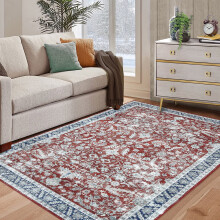 Haperlare washable area rug Persian vintage red 4 ft x 6 ft