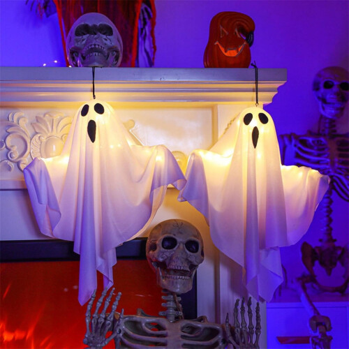 Halloween hanging ghost decorations light-up 2 pcs 2