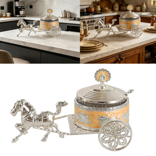 Alloy Spices Canister With Classical Carriage Engravings-Green 2