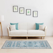 Haperlare runner rug pale green floral 2 ft x 10 ft