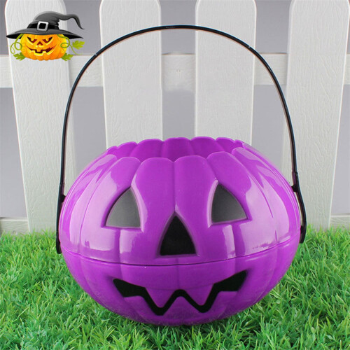 Halloween Gresskar Godteribøtte med Håndtak, Lilla 1