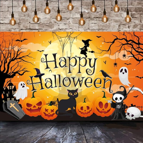 Halloween Pumpkin Banner Backdrop 71x47 in