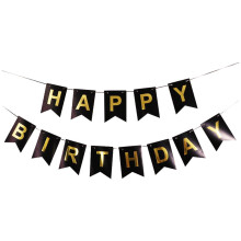 Guirnalda de cumpleaños reutilizable, pancarta colorida para fiestas, color negro.