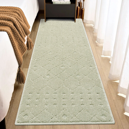Solid Runner Rug Beige 2 ft x 6 ft Non-Slip Stain Resistant 1
