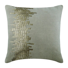 Taies d'oreiller carrées en lin gris 66 x 66 cm, housses de coussin texturées unies avec sequins 3D, motif abstrait contemporain - Silver Bistro