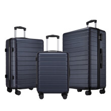 (Navy/Black, 20+24+28Inch) 3pcs Set 20+24+28 Inch Lightweight Luggage Hard Shell ABS Suitcase With 4 Wheels And 3-digit Combination Lock
