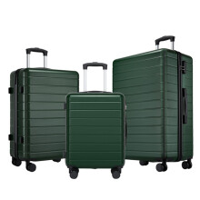 (Green/Black, 20+24+28Inch) 3pcs Set 20+24+28 Inch Lightweight Luggage Hard Shell ABS Suitcase With 4 Wheels And 3-digit Combination Lock