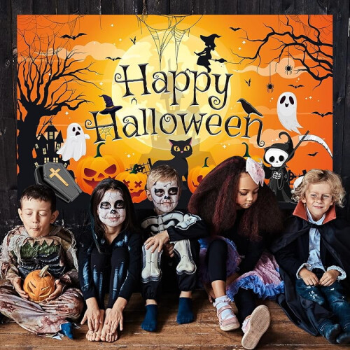 Halloween Pumpkin Banner Backdrop 71x47 in 1