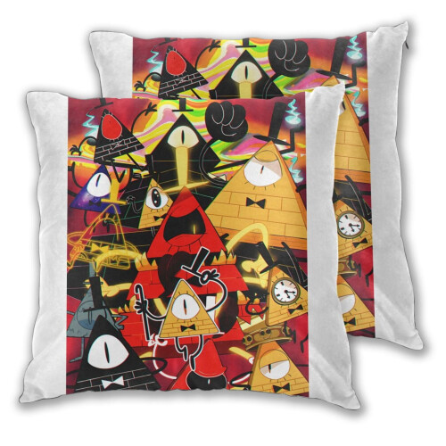 Fodere per cuscini super morbide in peluche con tema Gravity Falls, set di 2 cuscini comodi double-face per divano e soggiorno. 1