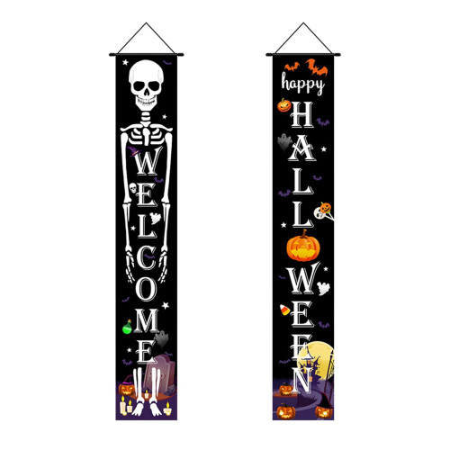 Halloween-flagg Skjeletttrykk Lilla 180 cm 1