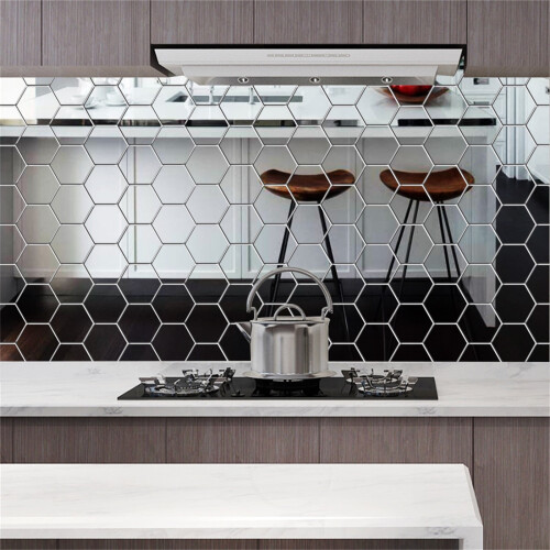 Sticker mural miroir hexagonal en acrylique écologique 2