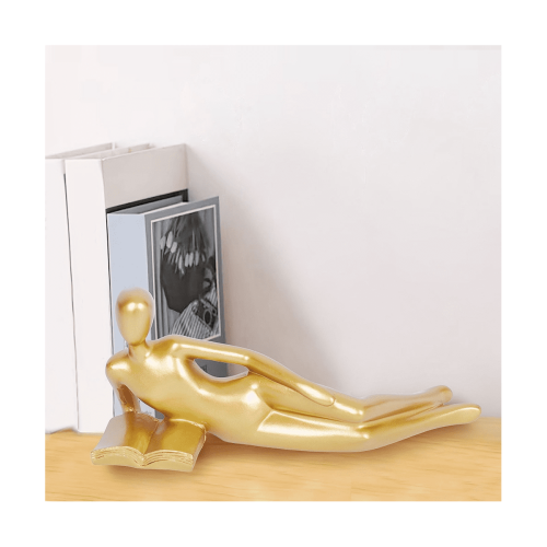 Gullharpiksstatue av lesende kvinne 17,5 cm 2