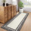 Brown bordered runner rug washable low pile non-slip 2 ft x 2