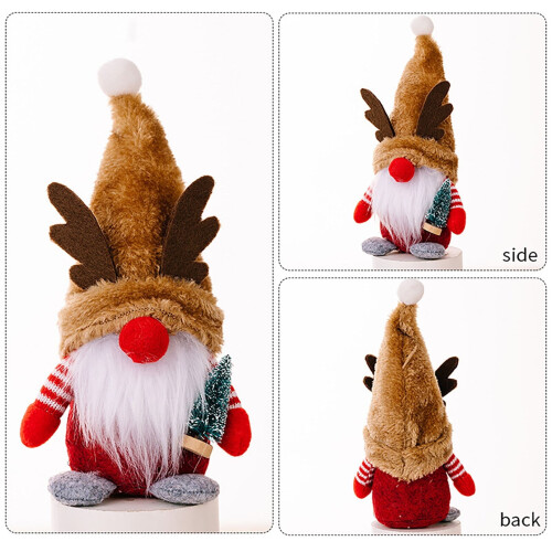 Handgemaakte pluche kerstversiering in de vorm van een kabouter, set van 1. 2
