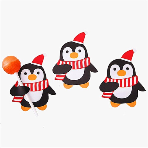 Penguin Santa lollipop decorations black 50 pcs 2