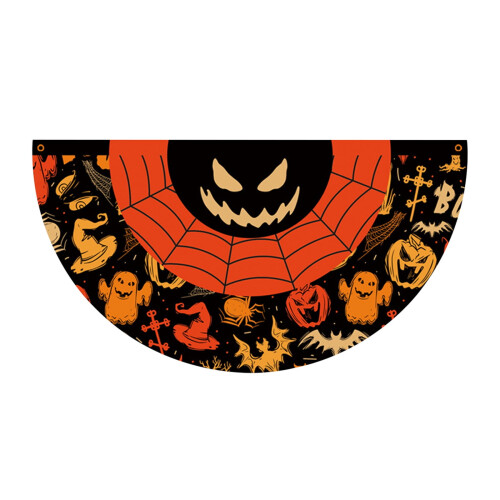 Halloween-flagg i vifteform, 45 x 90 cm, polyester 1