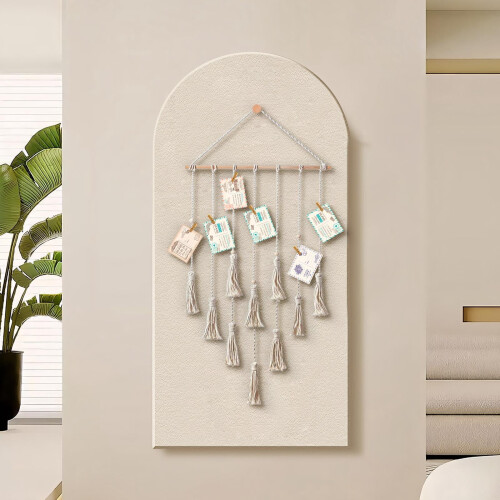 Ensemble de décoration murale en macramé suspendu avec photo 2