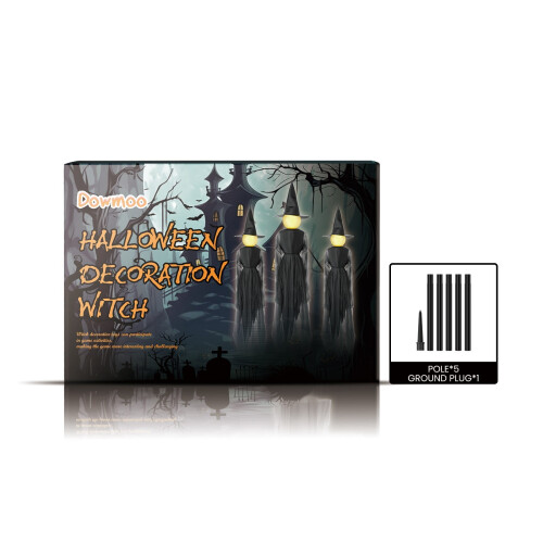 Utendørs Halloween-heksedekorasjon med lys og lyd 1
