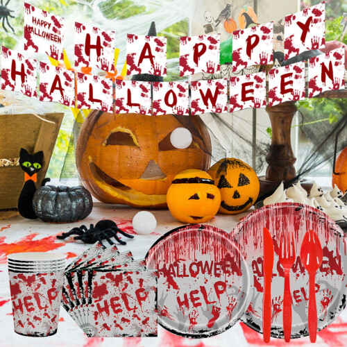 Halloween party tableware set zombie hand prints 12 pcs 1