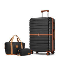 Black Brown 1 to 3-Piece PC Hard Shell Luggage and Travel Bag Set Holiday Luggage Set