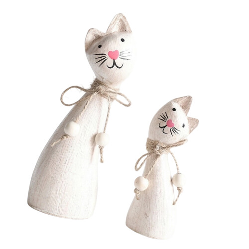 Rustics Wood Cats Statue Decors Table Ornament Nauticals
