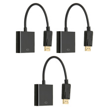 Adaptador DP a VGA de 3 piezas, 1080p, bañado en oro, compacto