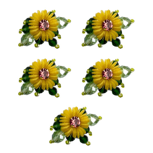 5 Stück künstliche Blumen aus Kunststoff,- Ingwergelb