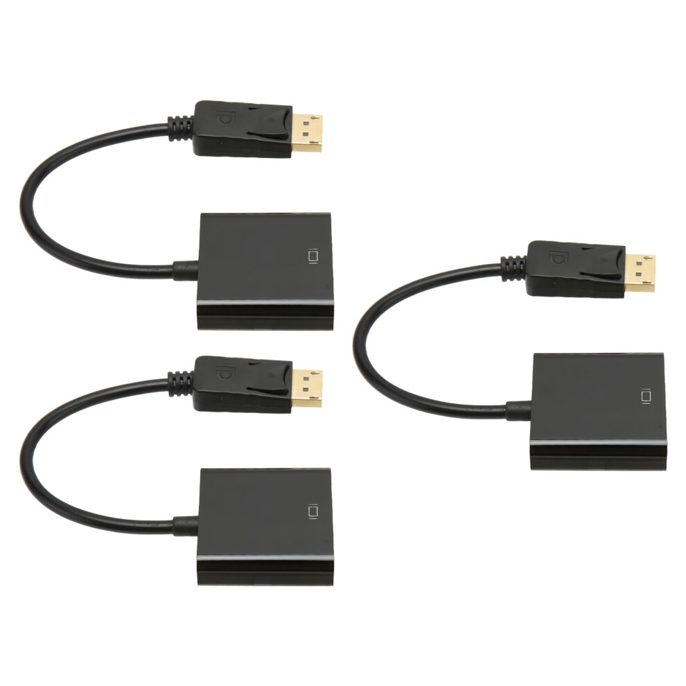3X Dp To Vga Adaptor Fhd 60Hz Lock Gold 7790334441756