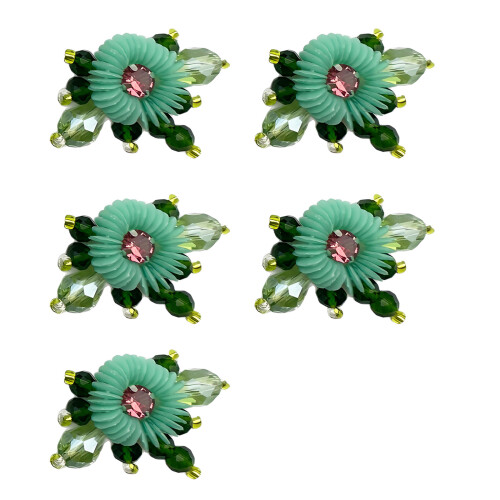 5 stuks handgeweven bloemenclusters plastic-blauw