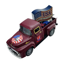 Metalen pick-up model met Amerikaans vlagbord en ster-Rood