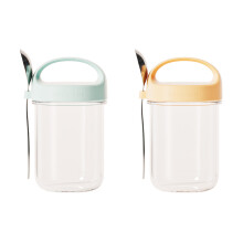2-pack glazen yoghurt-havermoutbeker met deksel en lepel-2
