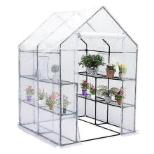 143x143x195CM Kas PE-hoes Waterdichte vervangingshoes met deur Thermische isolatie & regenbestendige kas Transparante hoes Groene benodigdheden wit