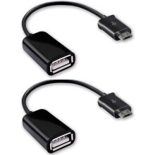 Micro USB OTG Adapter Cable 2 Pack, Speed Data Transfer, Plug and Play for Android and Tablet (Black)