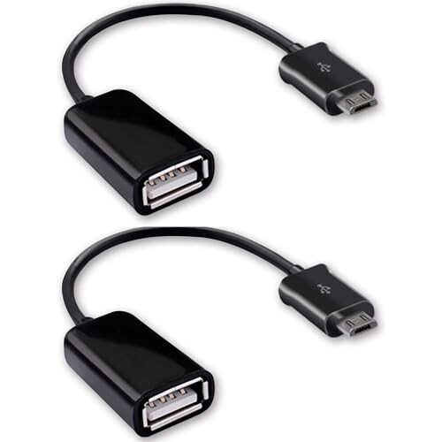 Micro USB OTG Adapter Cable 2 Pack,  Speed Data Transfer, Plug and Play for Android and Tablet (Black)