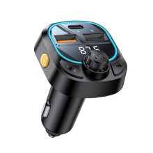 Cargador de coche Yesido con transmisor Bluetooth y FM (2 puertos USB-A/1 puerto USB-C) - Negro