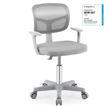 Sedia da scrivania per bambini regolabile, girevole a 360, ergonomica, grigia