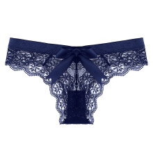 Sexede trusser til kvinder, sløjfe-trusse med sømløst design og lav talje, blomsterblonde T-ryg, åndbare elastiske trusser, gennemsigtige