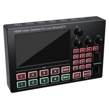 1080P 4-Kanal -Kompatibler Live-Videomischer, Live-Broadcast-Videomischer, 5-Zoll-Bildschirm, Mikrofon--in-Audiomischung (AU)