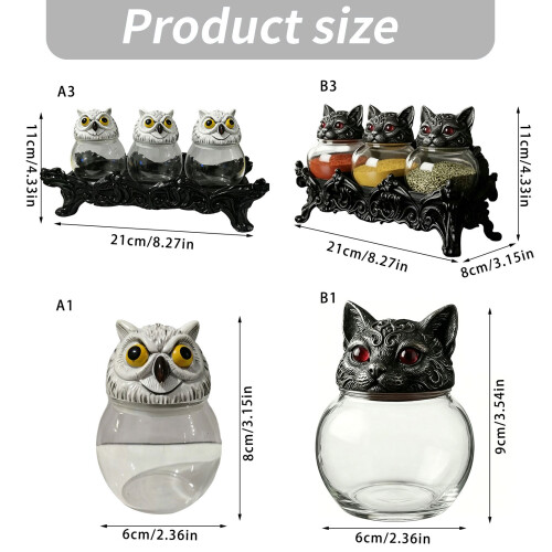 Gothic Apothecary Kitchen Spices Storage Jar-Drei Katzenstücke 1