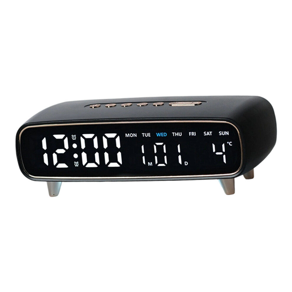 Modern Digital Alarm Clock With Moon Phase Calendar And- Black 7695000900967