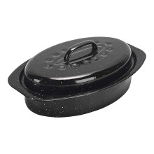Spacious Enameled Roasting Pan Holds Juices Keep Food-13 inches