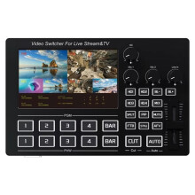 1080P 4 Channel -Compatible Live Video Switcher with 5 Inch Screen Mic  in Audio Mixing EU