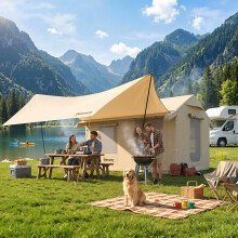 Outsunny Inflatable Tents 4 Season for 6-8 Person Khaki