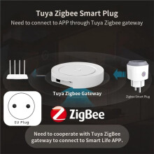 Tuya Zigbee Socket 20A Zigbee Plug with Timing Power Monitoring Voice Control for Alexa Alice EU Plug